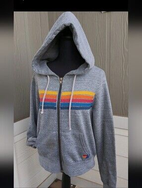 Aviator Nation Size XS 5 Stripe   Zip-Up Hoodie Unisex